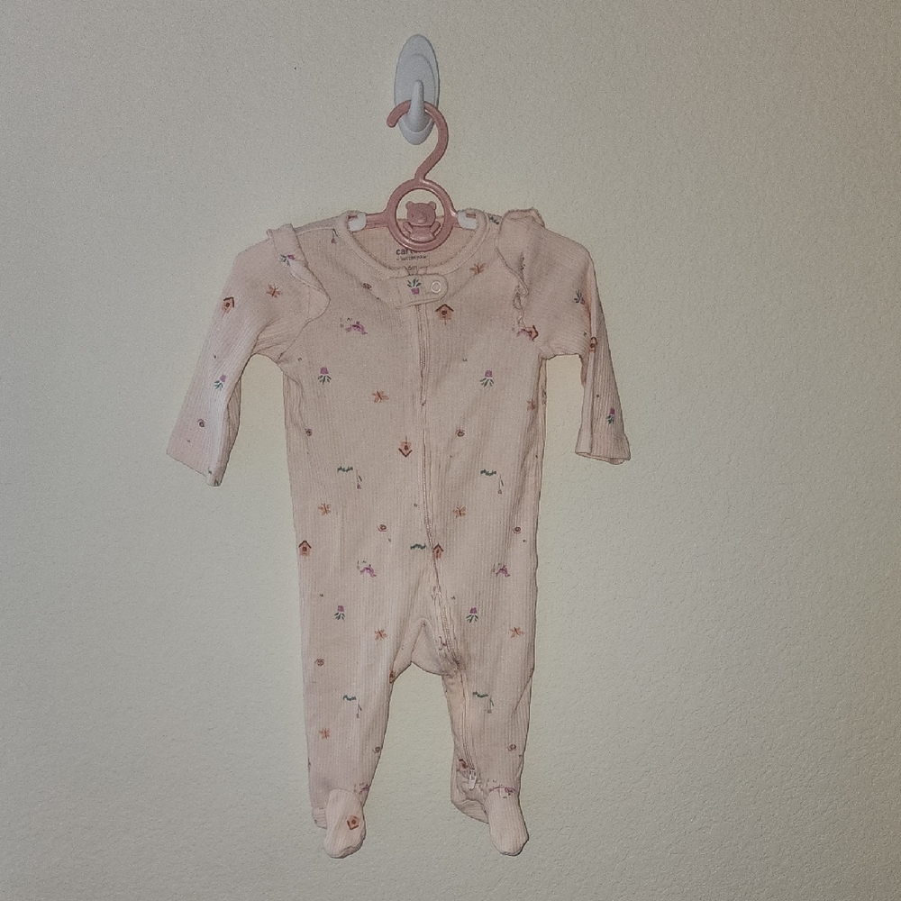 Carter's Pink Footed One Piece with Delicate Pattern